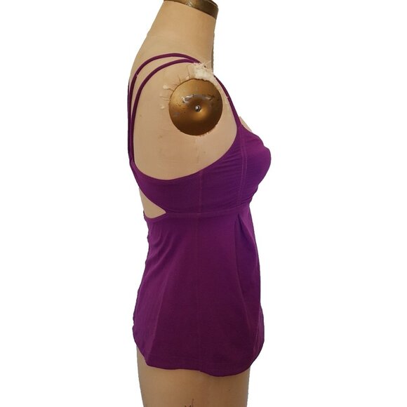 Lululemon open back criss cross double strap violet dark pink tank top ruched 4 - Picture 4 of 10